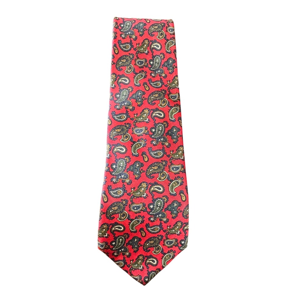 L.S. Ayres & co. Paisley Necktie Silk Made in USA Hand Printed Italy